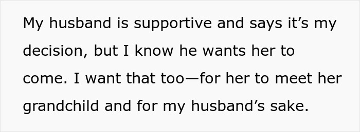 Text expressing a husband's support for his wife, balancing mother-in-law visiting needs.