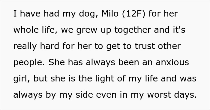 Woman shares emotional story about her anxious dog, Milo, highlighting trust and companionship.