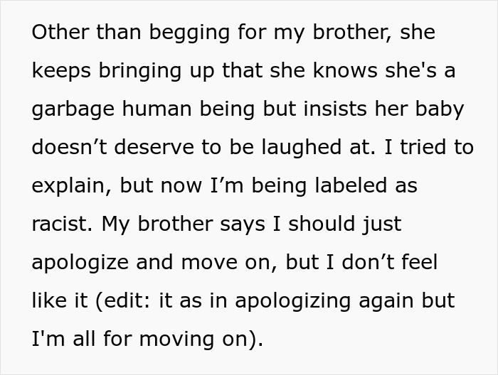 Text excerpt discussing a family disagreement involving accusations and the need for apology.