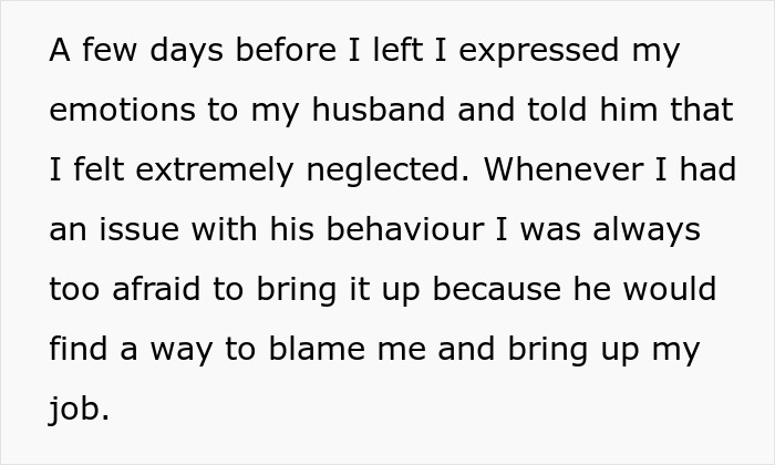 Text about marital conflict and job-related issues with husband blaming wife.