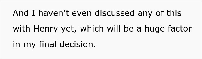 Text expressing a dad's dilemma over informing his son, Henry, about an important decision.