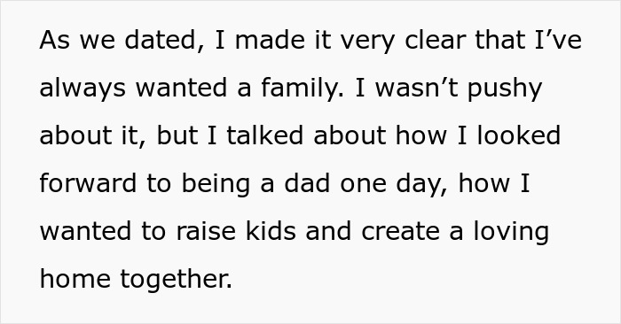 Text about a husband's desire for a family and the heartbreak from his wife's secret about not having children.