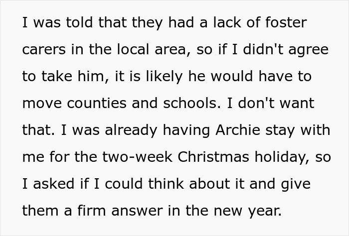 Text on a difficult decision for a single dad about fostering his son's best friend due to a lack of local foster carers.