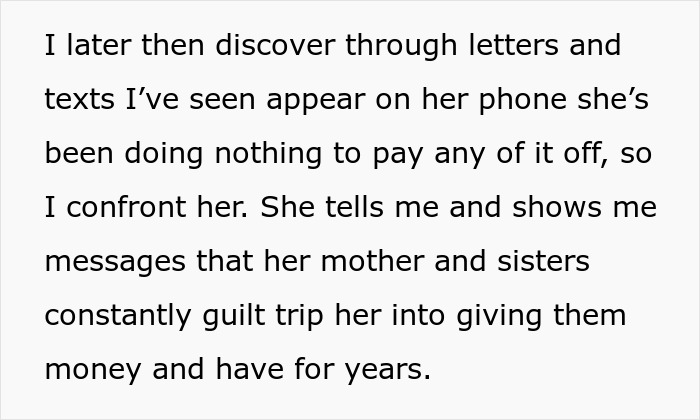 Text about boyfriend discovering pregnant girlfriend’s financial issues with family and gambling, leading to eviction.