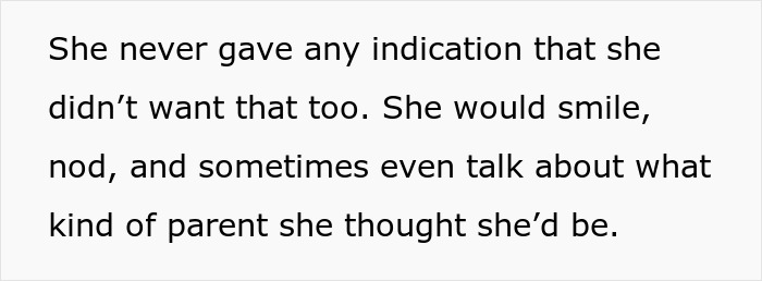 Text revealing a wife's secret about not being able to have kids, indicating the husband's emotional response.