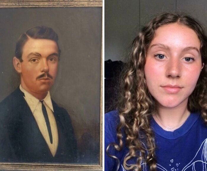 Portrait of a man alongside a young woman, showcasing a mildly interesting resemblance.