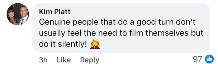 Comment criticizing Meghan Markle for self-promotion over her charity.