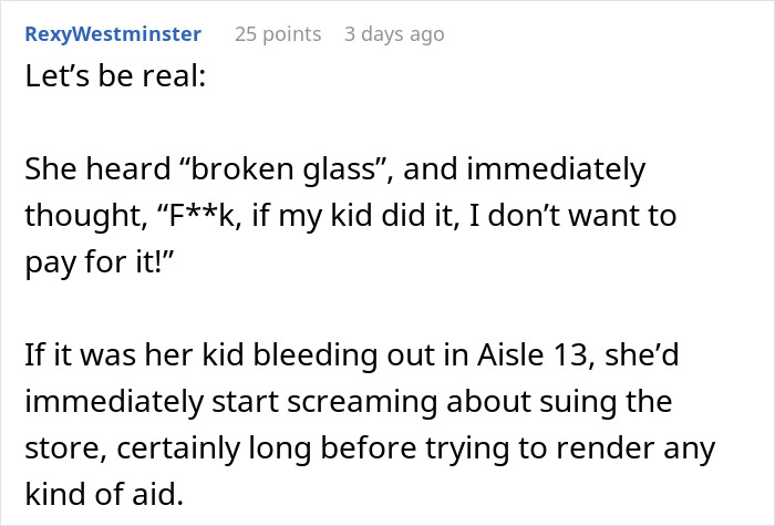 Text conversation about broken glass and concerns over children's safety in a store.