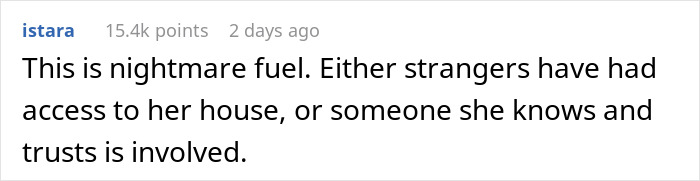 Comment from a user expressing concern about a creepy student remark, suggesting strangers or trusted individuals might be involved.