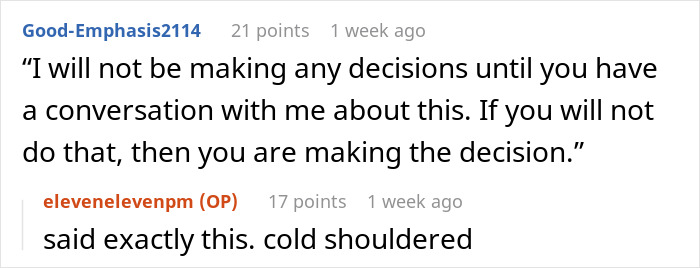 Reddit comments discuss a marriage ultimatum involving teaching yoga and making decisions.