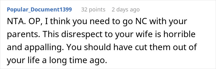 Comment advising a person to stop communicating due to parental disrespect towards their wife.