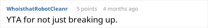 Reddit comment criticizing a guy for handling a nagging girlfriend by locking himself in the basement.