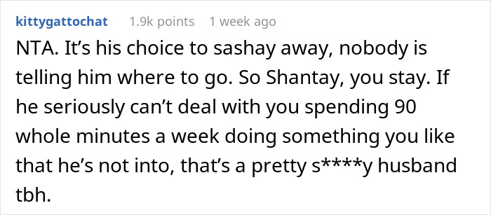 Comment supporting woman watching "RuPaul’s Drag Race," criticizing husband's reaction.