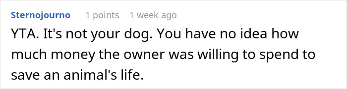 Comment about a friend taking a dog to an expensive vet while pet sitting.