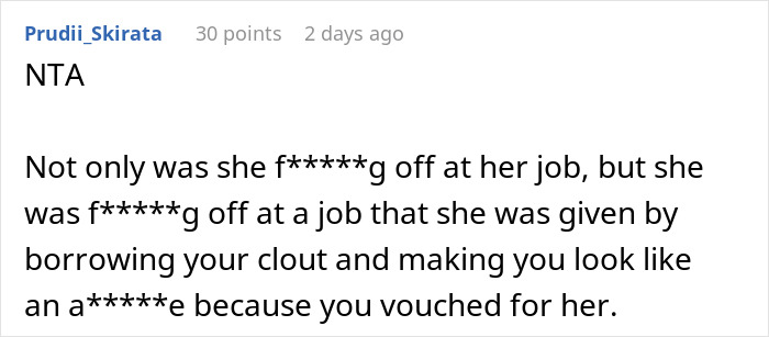 Reddit comment on job probation, discussing blame after lateness issues at work.