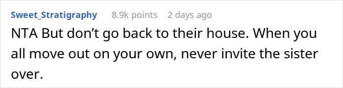 Comment discussing advice on not returning to a house and avoiding the sister after stealing evidence is captured.