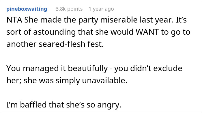 Reddit comment discussing how a vegan SIL made a family barbeque miserable last year.