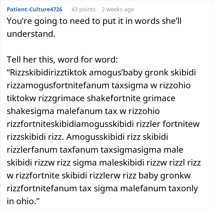 Text filled with Gen Z slang, highlighting a boyfriend's reaction to girlfriend's brain rot speak, with terms like sigma and hawk.