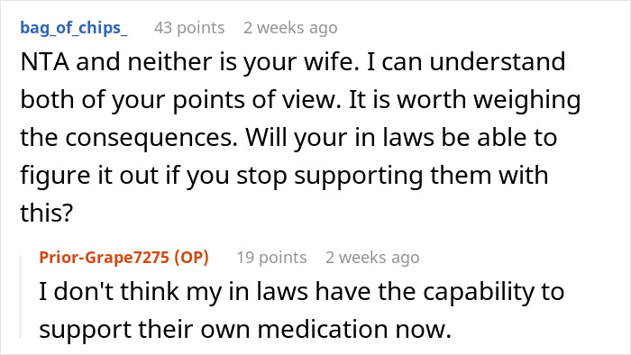 Reddit users discussing financial support and family responsibilities.