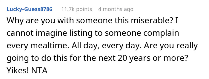 Reddit comment questioning relationship due to constant nagging and complaints, highlighting dissatisfaction.