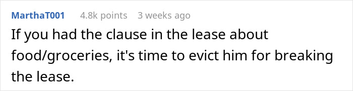 Comment on a food-related lease clause violation.