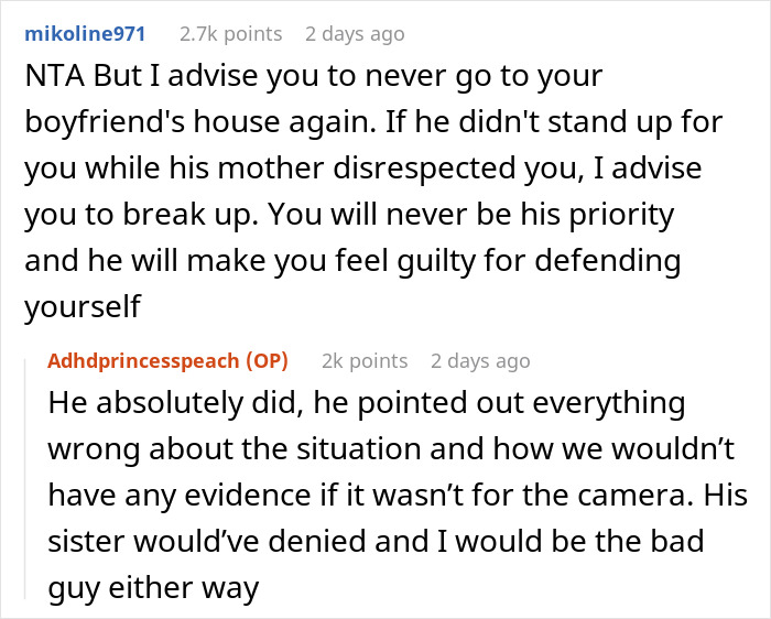 Reddit comments discussing setting up a camera for evidence of stealing.