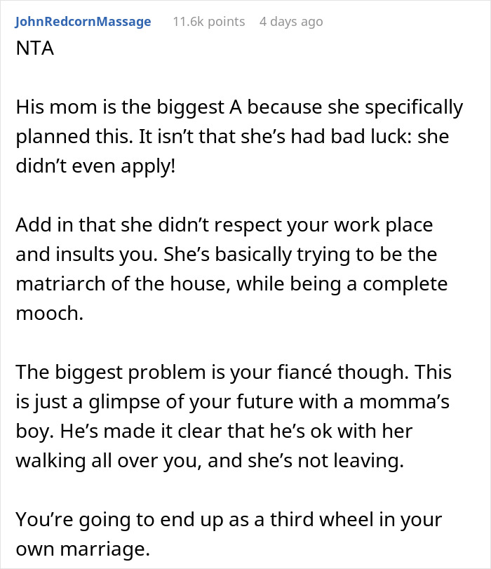 Reddit post discussing a difficult mother-in-law situation causing distress in a woman's apartment living.