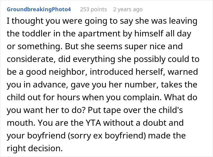 Comment criticizing a woman for calling CPS on a mom due to toddler tantrums, suggesting she is wrong.