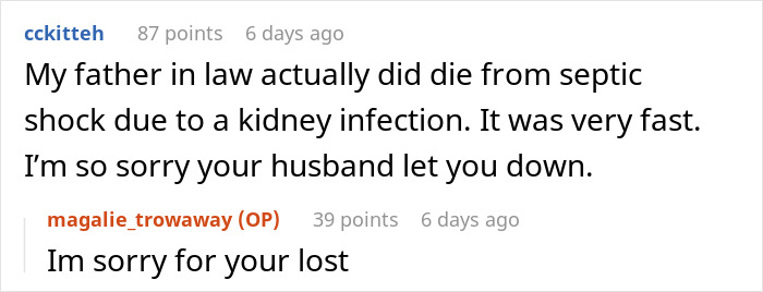 Reddit comments discussing a husband&rsquo;s actions impacting a marriage crisis.