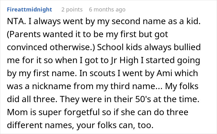 Comment on name preferences; story of bullying and using different names over time.