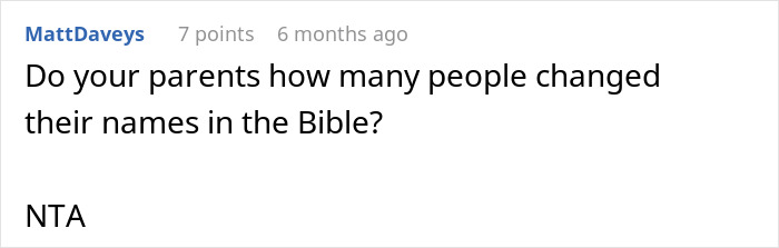 Comment discussing name changes in the Bible, suggesting people often changed their names.