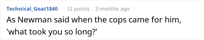 Reddit comment referencing a famous line relating to a toxic boss's downfall.