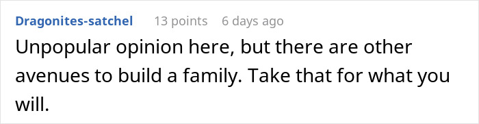 Text comment on alternative family avenues.