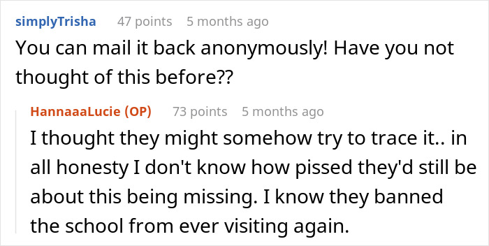 Comments discussing a woman who stole an artifact from a museum and still possesses it after 24 years.