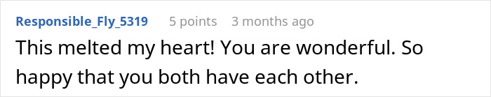 Reddit comment expressing joy about a life-changing gift for a wife.