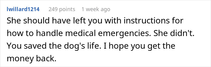 Comment about handling emergencies with a pet while pet sitting.