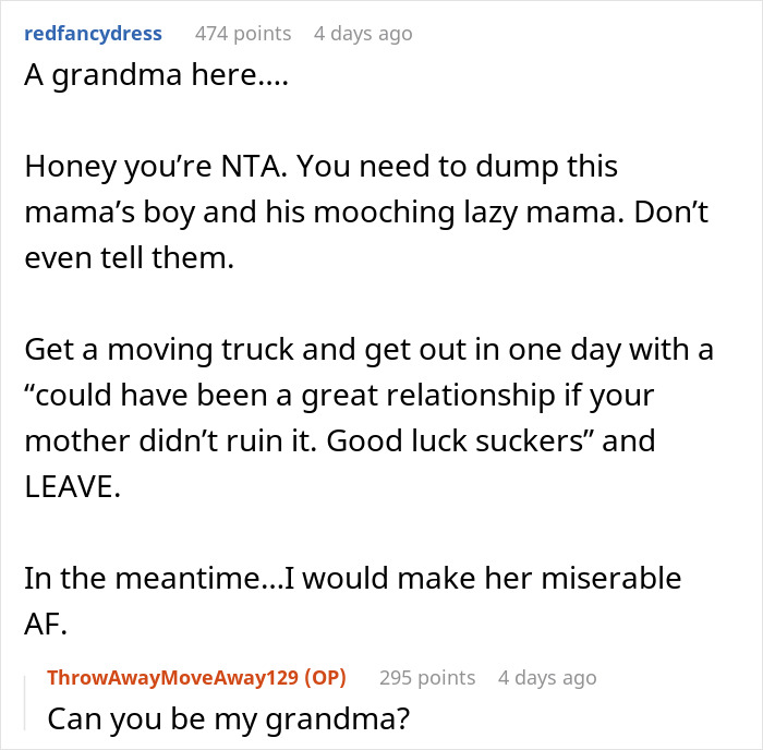 Reddit advice thread discussing troublesome mother-in-law and relationship issues.