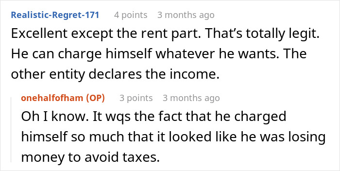 Reddit discussion about a boss overcharging rent, potentially avoiding taxes, related to toxic boss issues.