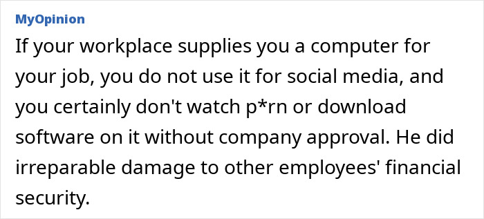 Text statement on misuse of workplace computers and software downloads.