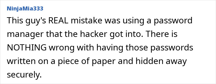 Quote discussing password management mistakes, related to Disney worker and AI tool use.