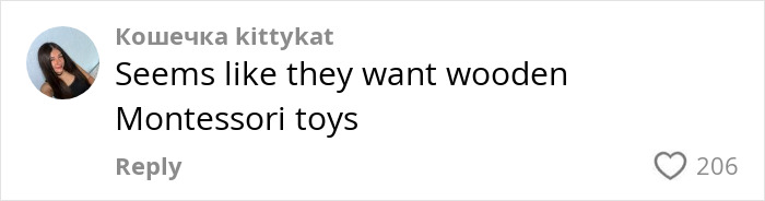 Comment on a list of demands suggesting wooden Montessori toys before a child's birthday party.