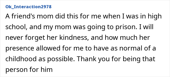 Text from a forum user sharing a personal story about kindness during tough times.