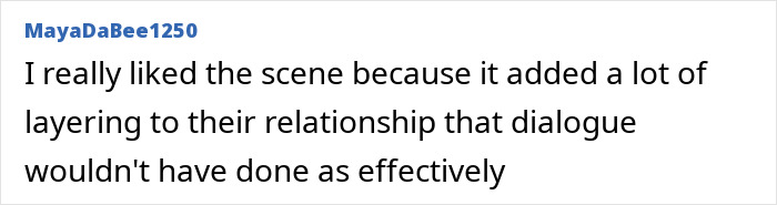 Comment praising Aimee Lou Wood's scene for adding depth to a relationship, emphasizing the use of intimacy coordinators.