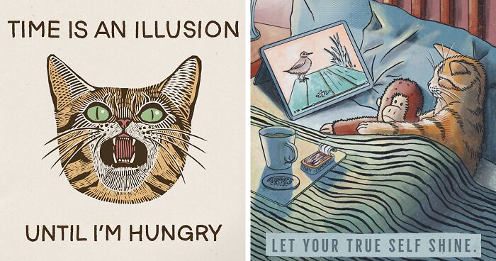 40 Hilarious Vintage-Inspired Cat Illustrations That You Might Relate To, By Jesse Jarldane