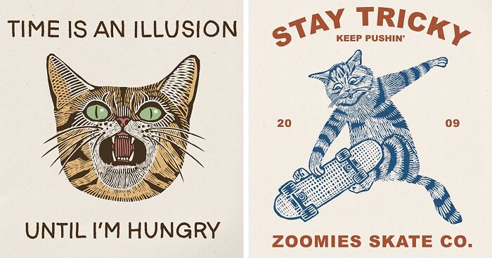 Quirky And Hilarious Nature Of Cats: 40 Illustrations Drawn In A Vintage Style By This Artist