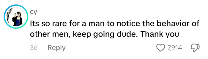 Comment on gym behavior of men, highlighting rare acknowledgment, with high engagement shown by likes and replies.