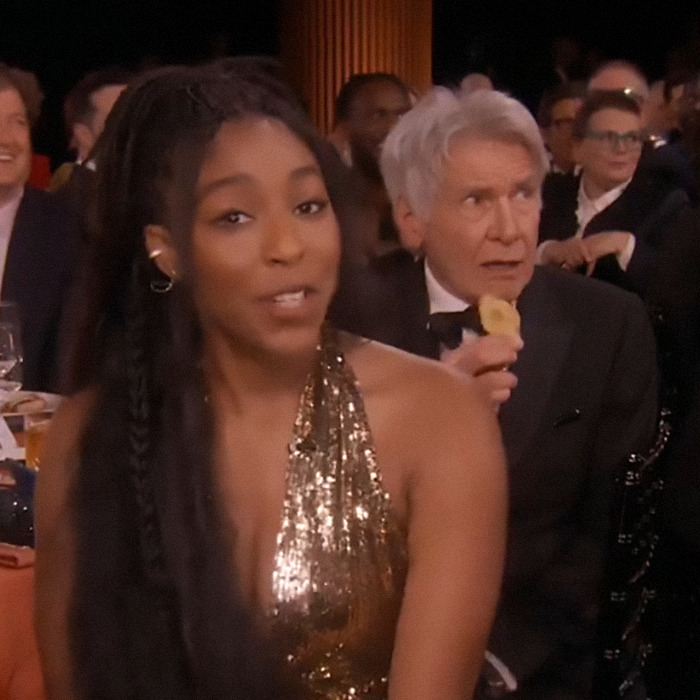 A man eating at a formal event, going viral as a meme during the 2025 SAG Awards.