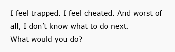 Text reading emotional feelings of being trapped and cheated, questioning next steps in life's challenges.