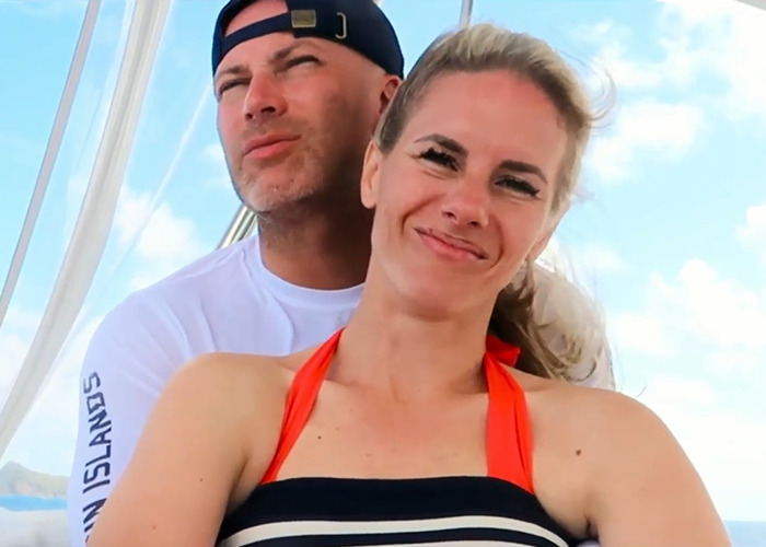 Couple on a boat in swimwear, related to the Ruby Franke docuseries about the momfluencer abuser.