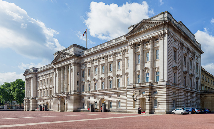 Buckingham Palace exterior on a clear day.